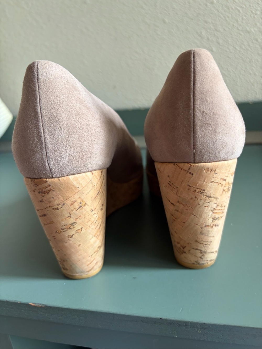 Stuart Weitzman Anna Peep Toe Wedge Tan Neutral 8.5 - Picture 8 of 11